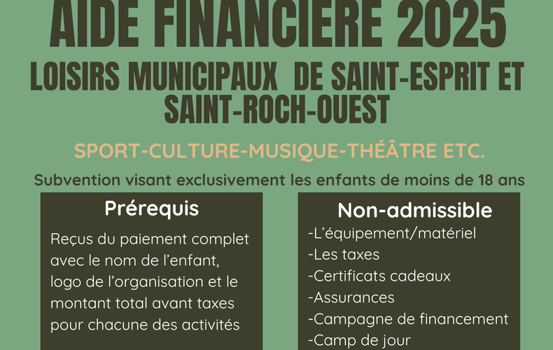 AIDE FINANCIÈRE 2025